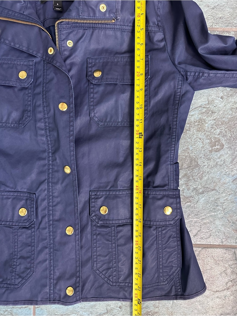 J.Crew Navy Blue Utility Field Jacket Womens Size Small Zip Snap Lightweight - Picture 9 of 9
